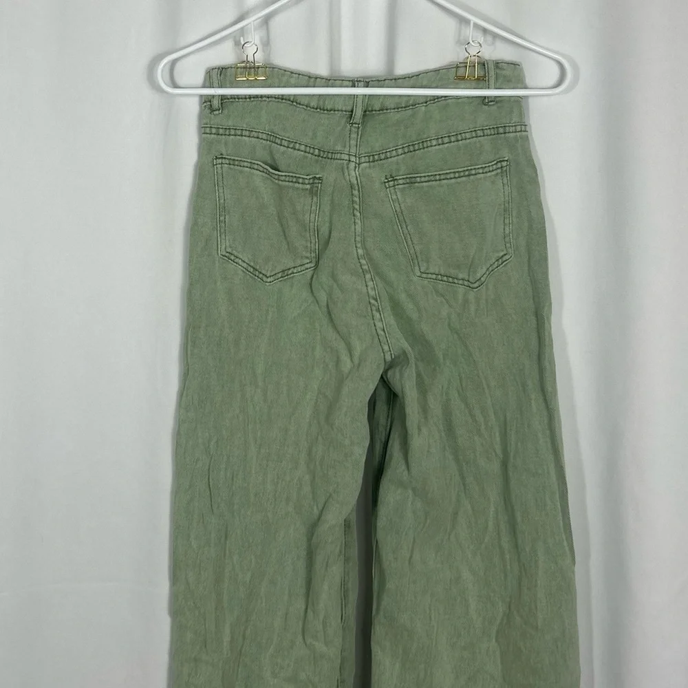 SHEIN wide leg Green Denim Jeans pockets S - Picture 9 of 10